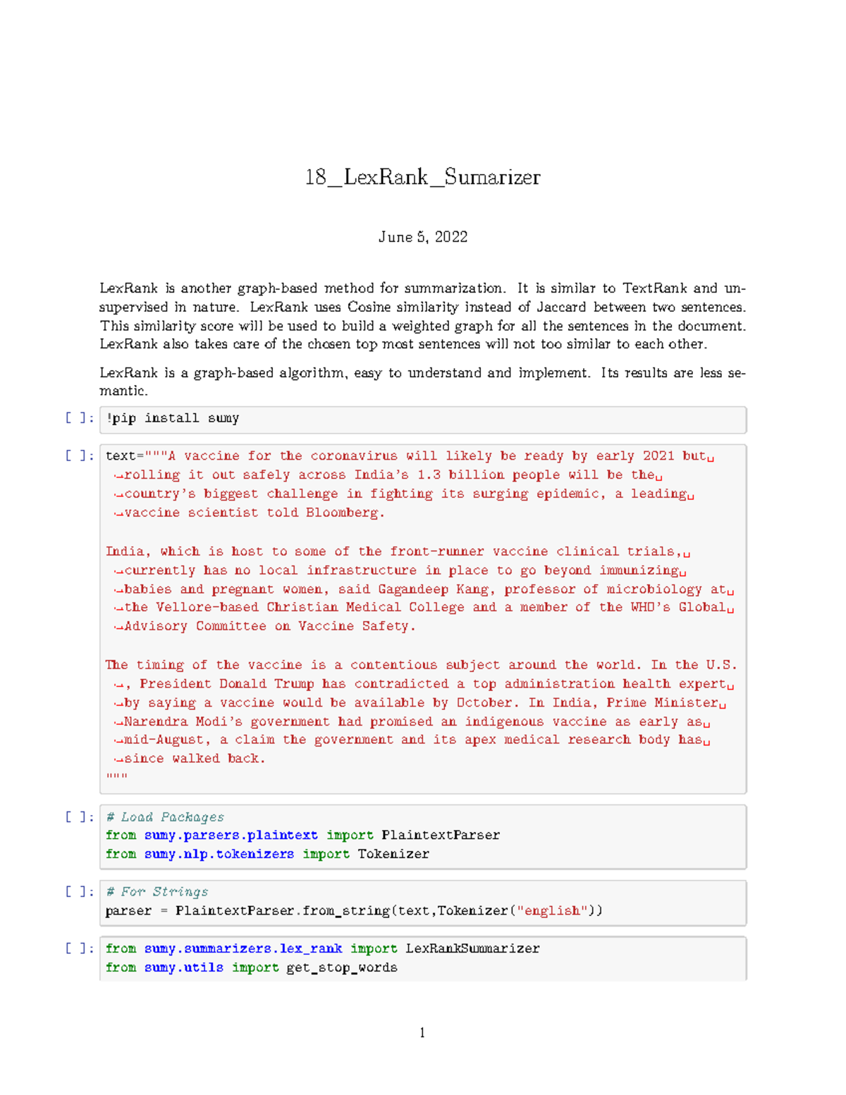 18_LexRank_Summarizer: An Overview of Summarization Techniques - Studocu