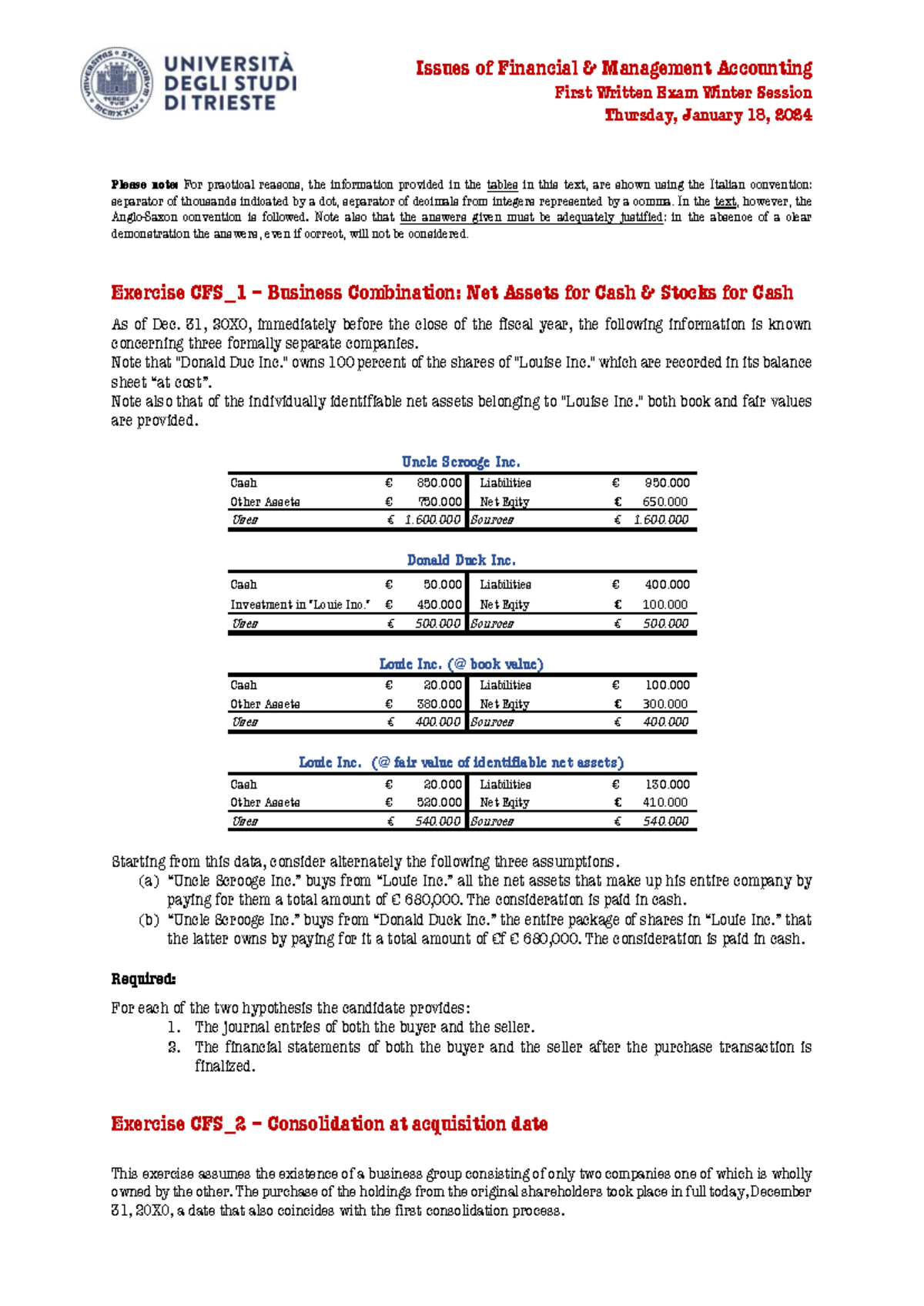 20240118 IFMA Final Exam - Financial Management Accounting Issues - Studocu
