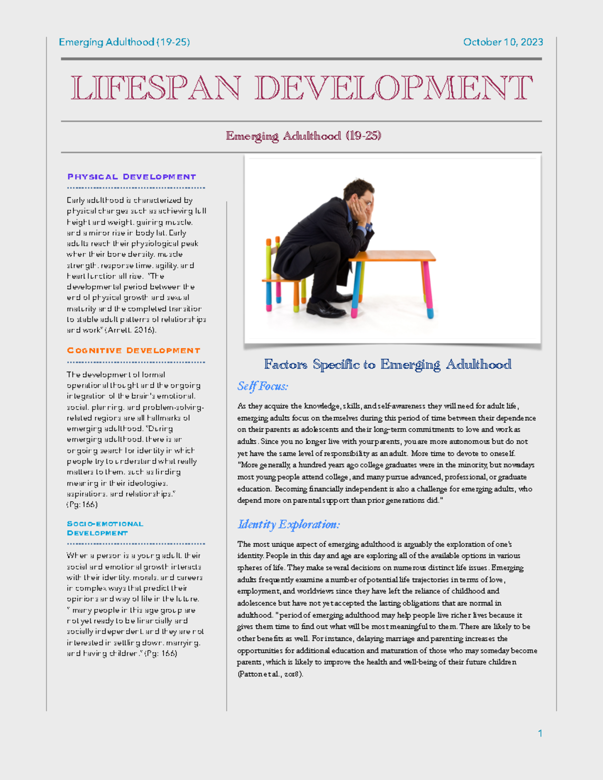 Emerging Adulthood Development Insights: A Comprehensive Overview - Studocu