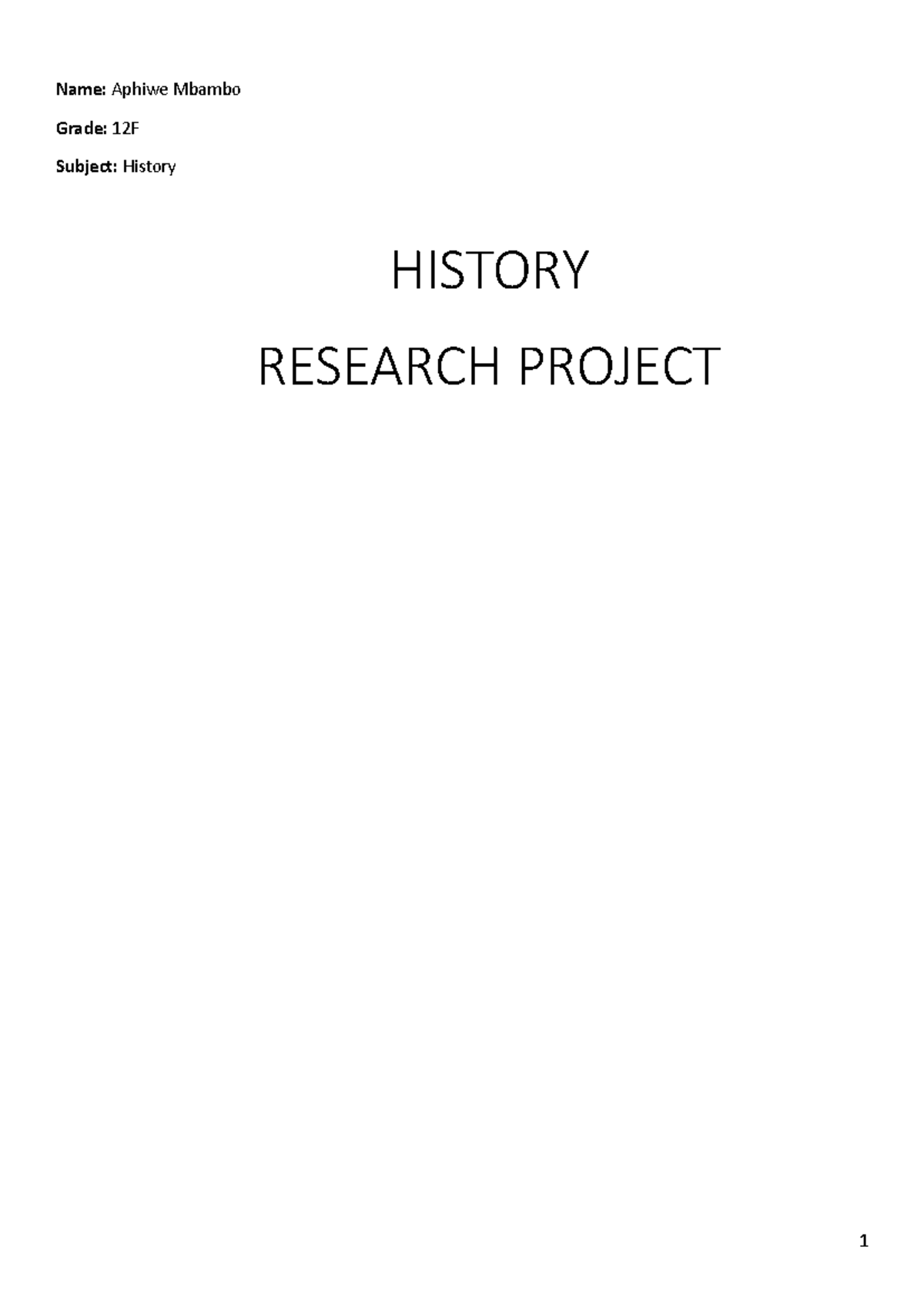 HIST 12F: Research Project on the Black Consciousness Movement - Studocu