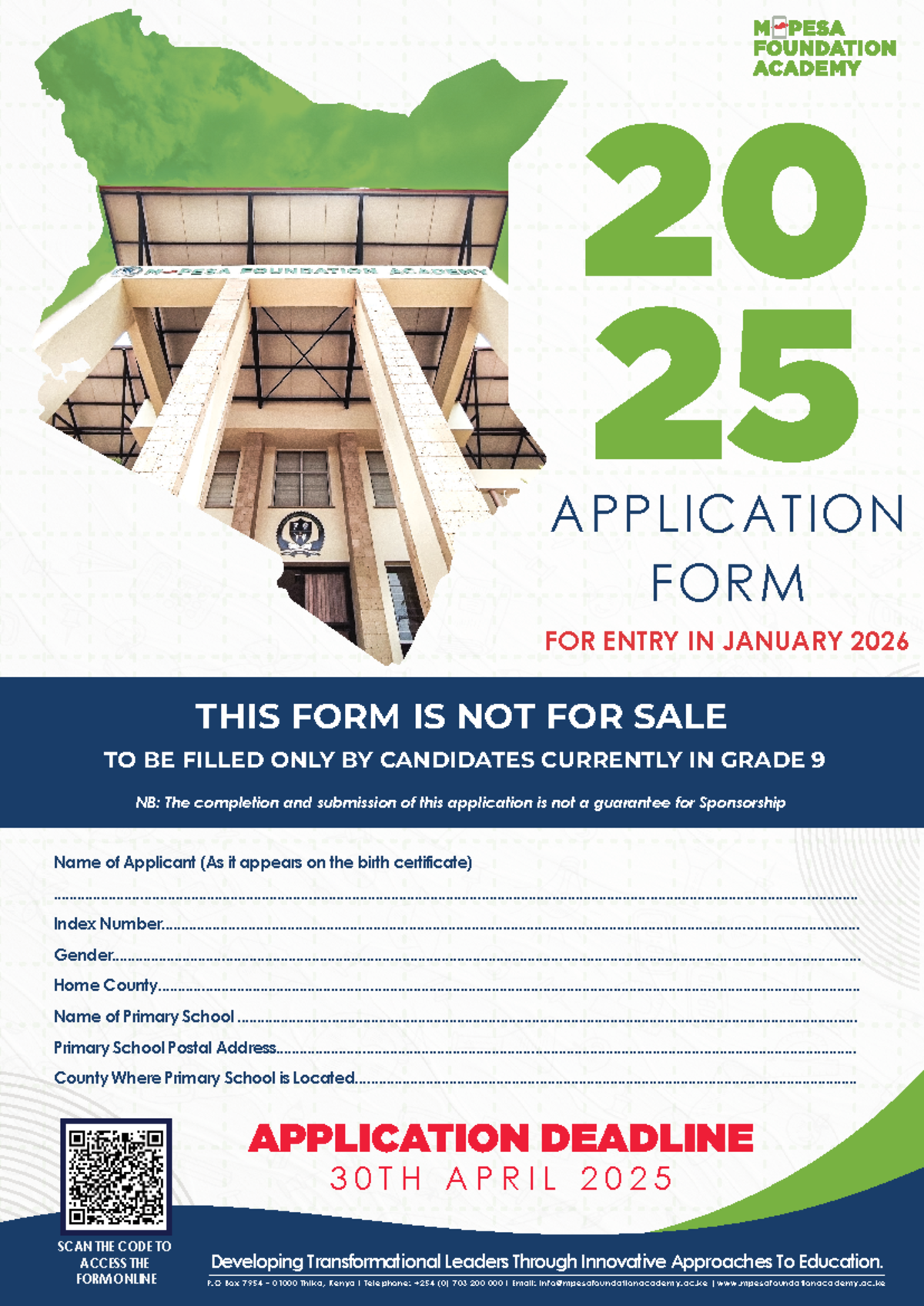 2025 M-PESA Foundation Academy Admission Form for Grade 9 Candidates ...