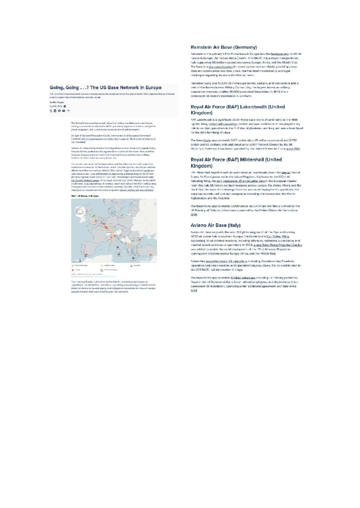 US Military Bases in Europe: Strategic Importance and Operations - Studocu