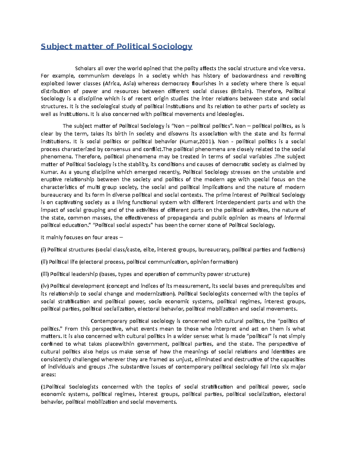6th Sem Political Sociology: Exploring Types of Authority Module - Studocu