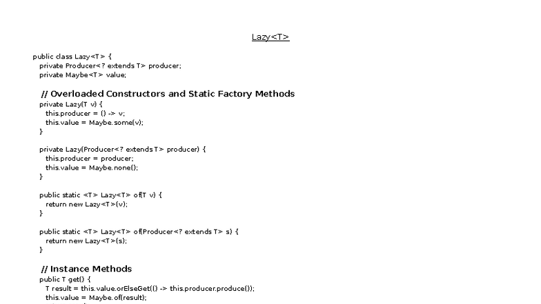 Week 9 - Exercise on Lazy Constructors and Factory Methods - Studocu