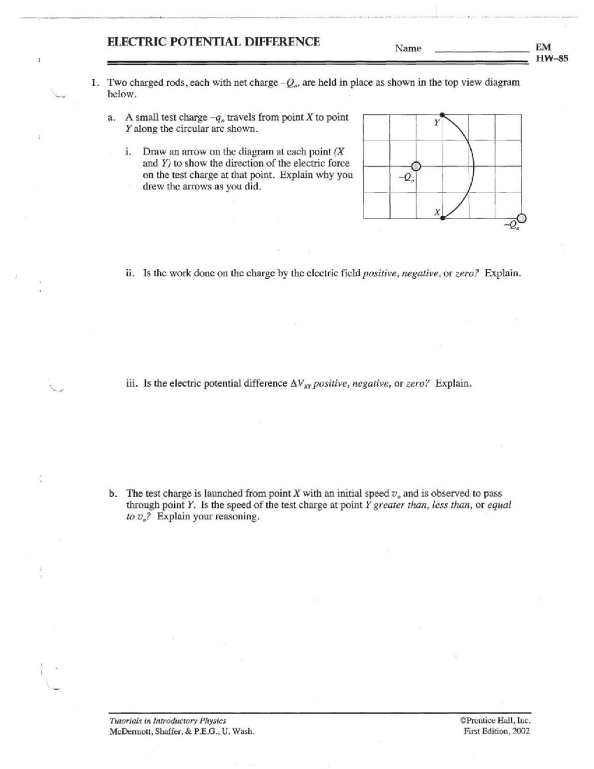 EM 202 Electric Potential Difference Homework Solutions - Studocu