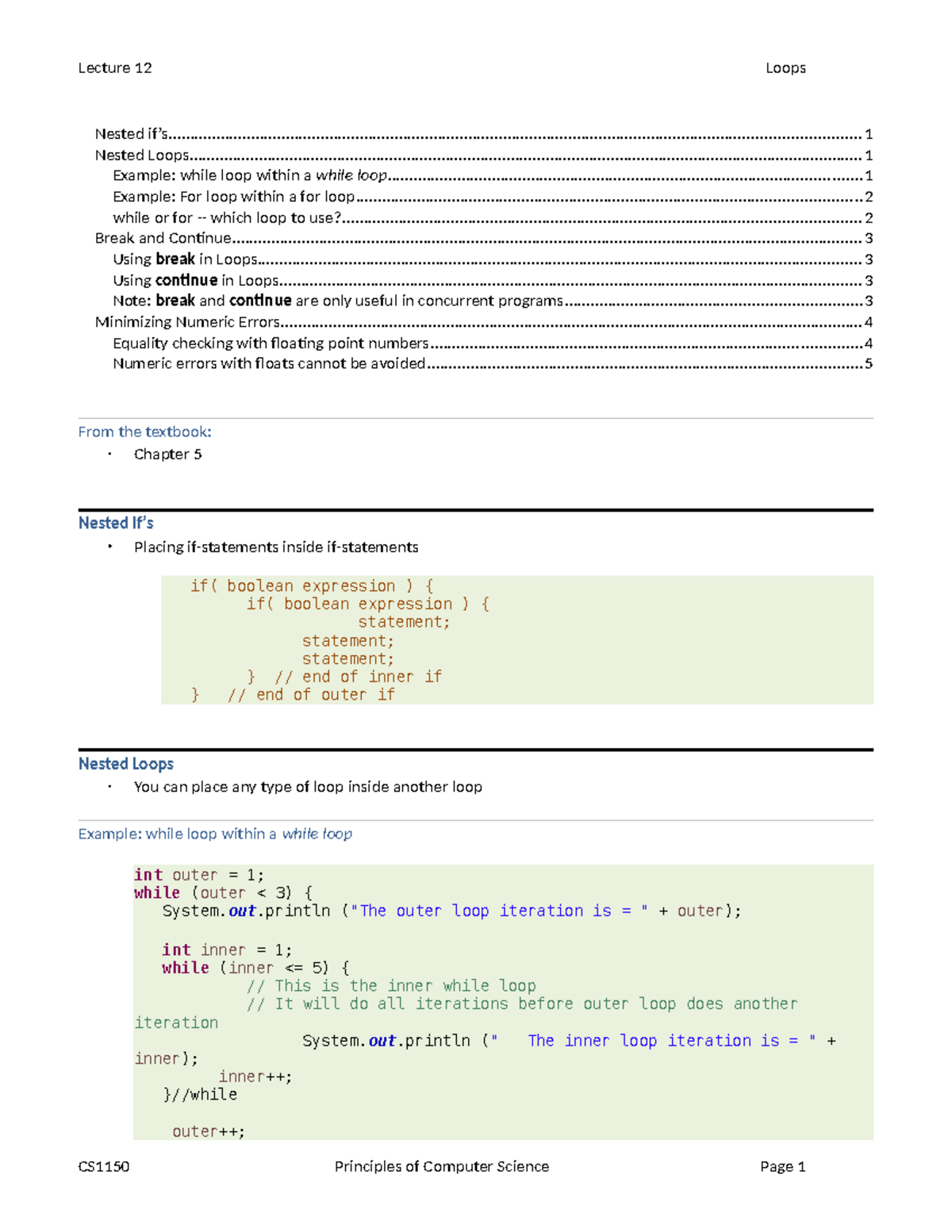 CS1150 Lecture 12: Exploring Loops, Nested Structures, and Numeric ...