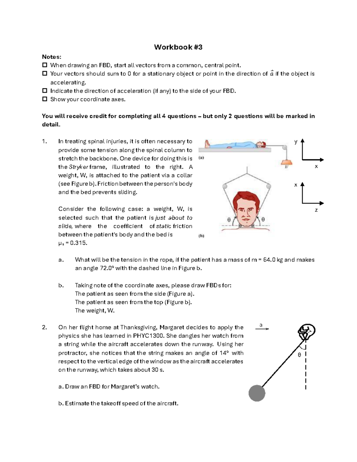 PHYC1310 Workbook 03: FBDs and Tension in Spinal Injuries - Studocu