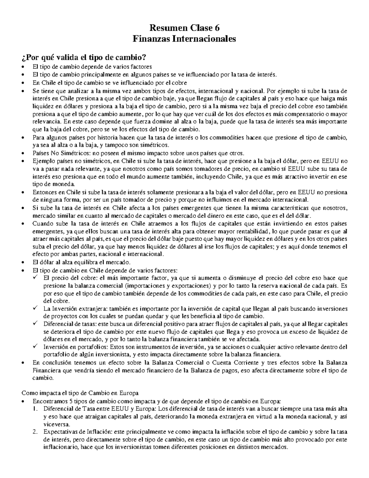 Tipo de Cambio - Finanzas Internacionales - Resumen Clase 6 Finanzas ...