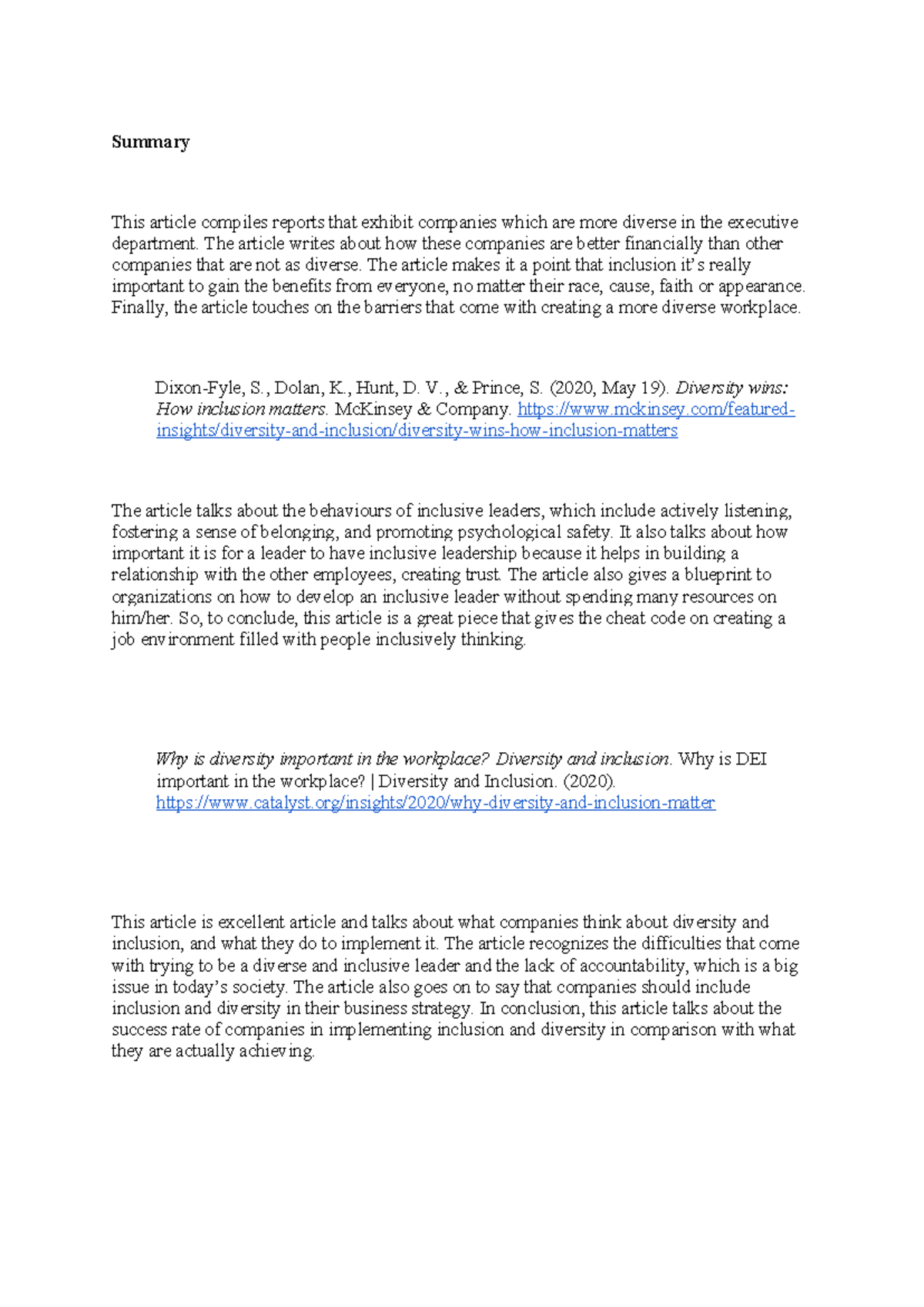 GNED 402 Assignment: The Importance of Diversity and Inclusion in ...