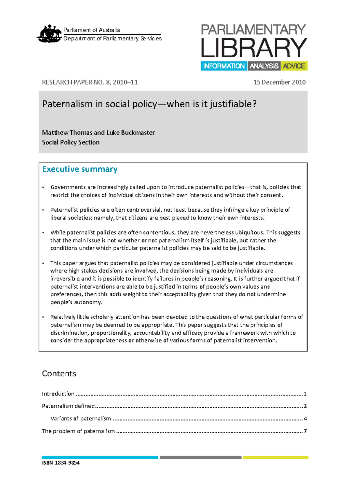 433029 - Justifiable Paternalism in Social Policy: A Research Analysis ...