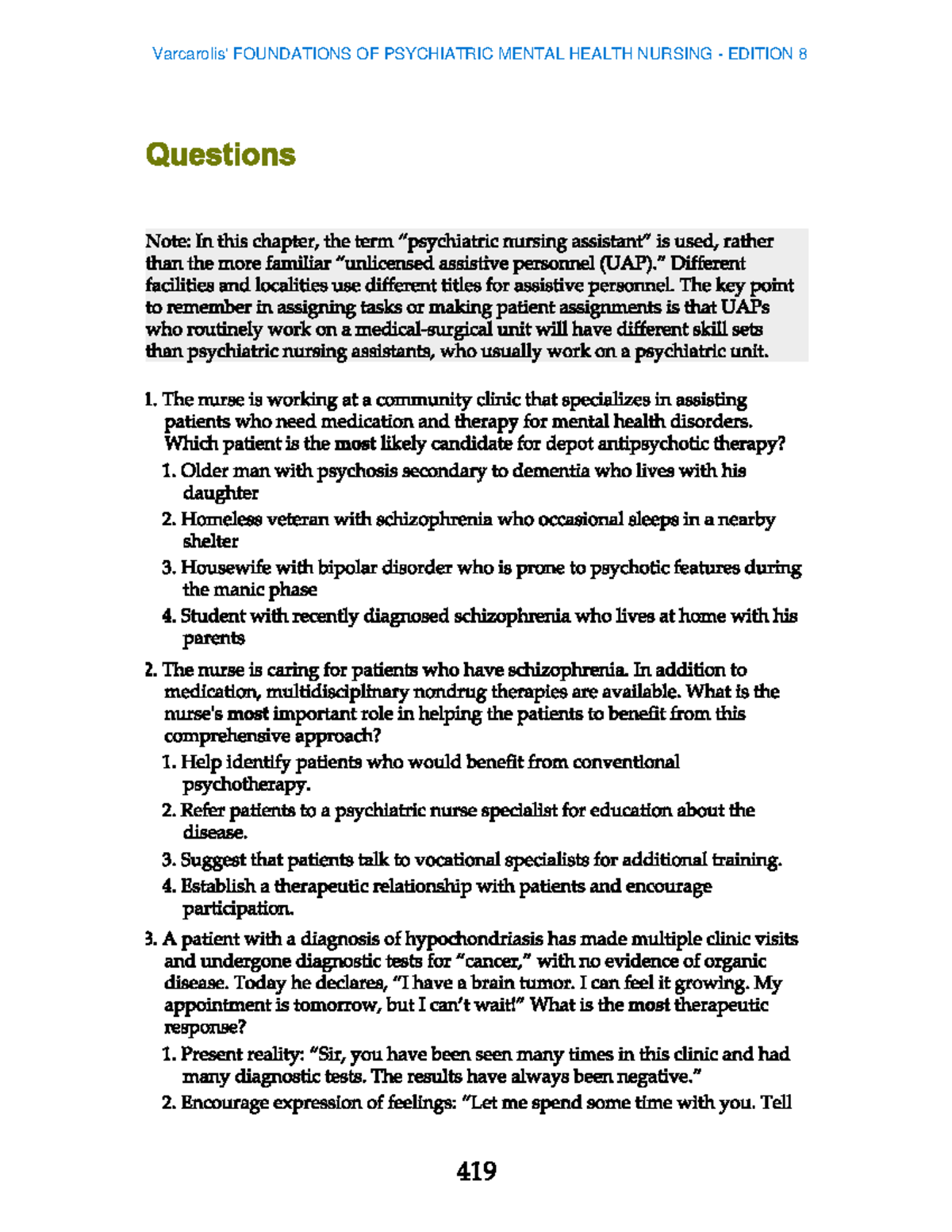 Psych questions 419-435 - Copy - NUR 384 - Studocu