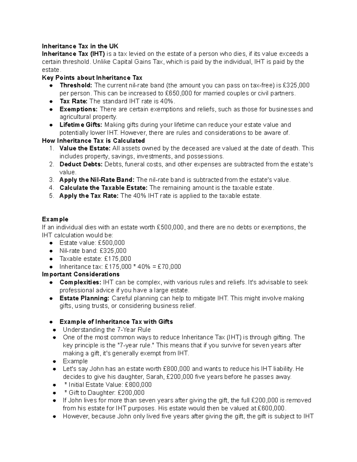 Inheritance tax - Tax breakdown - Inheritance Tax in the UK Inheritance ...