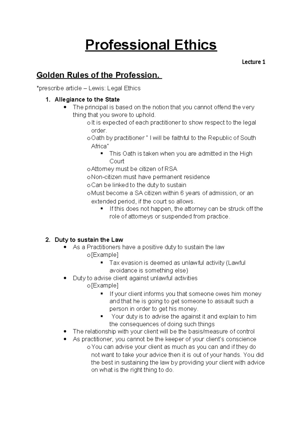Professional Ethics in Legal Practice: Key Principles and Duties - Studocu
