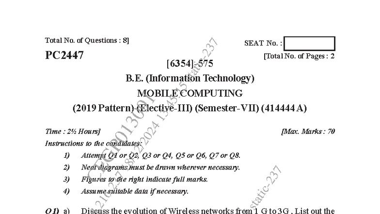 PC2447 Mobile Computing Final Exam Questions (Nov Dec 2024) - Studocu