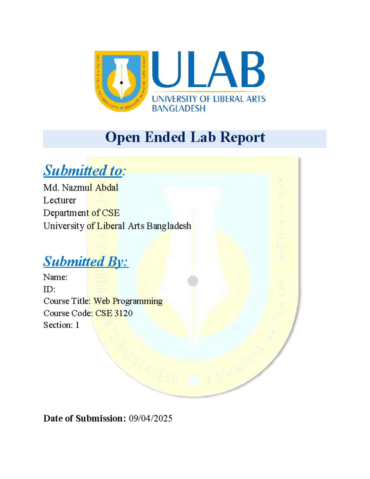 CSE 3120 Open Ended Lab Report Template for Web Programming - Studocu