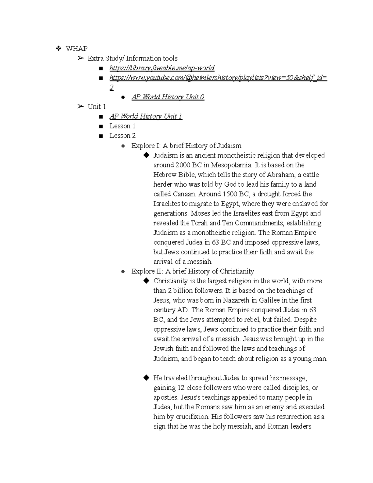 AP World History (Unit 1: Lessons 1-3 Overview & Key Concepts) - Studocu