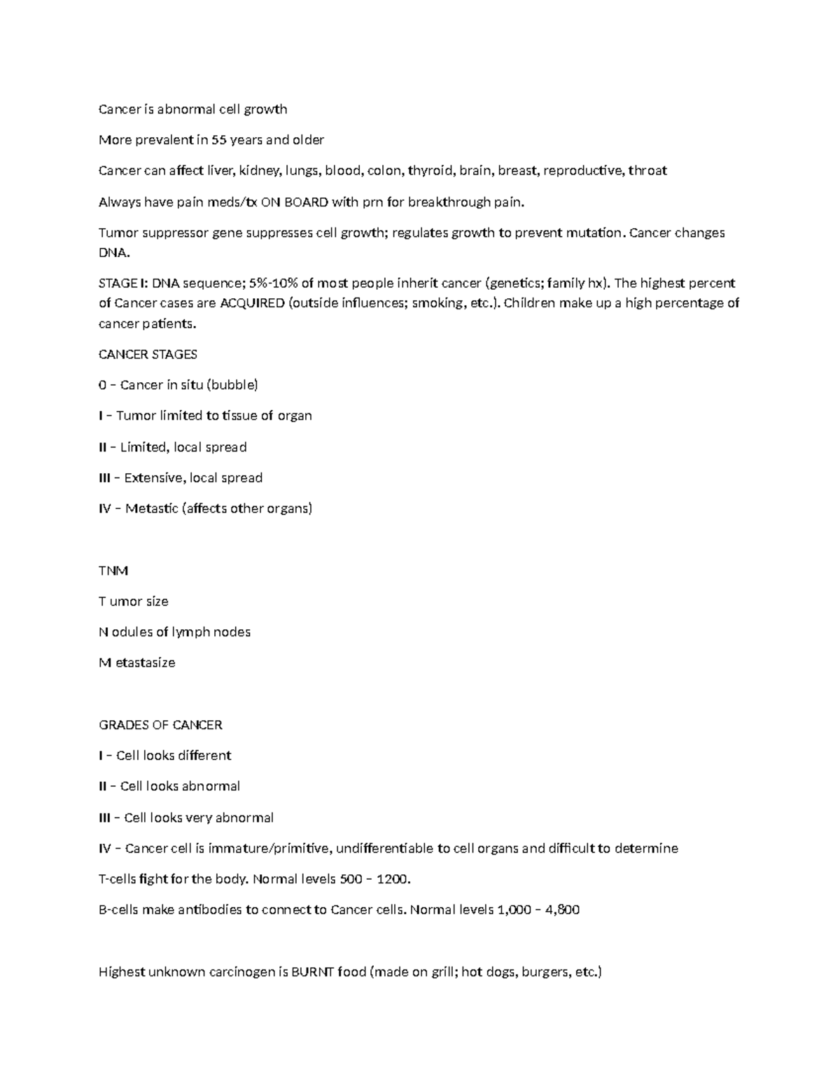 Med surg ii exam i - Notes - Cancer is abnormal cell growth More ...
