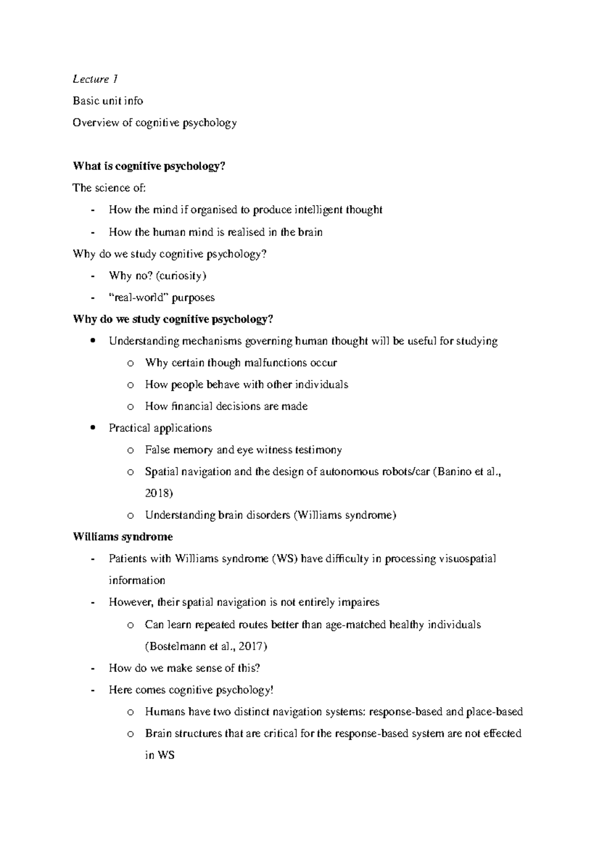 PYB204 notes for lectures one through six - Lecture 1 Basic unit info ...