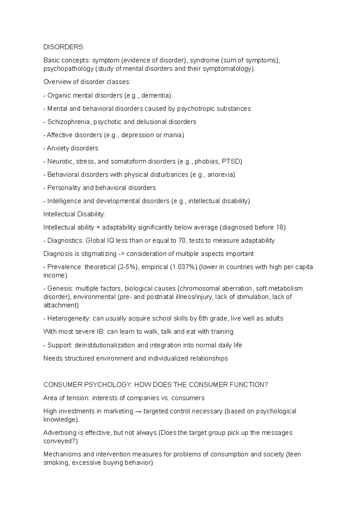 Disorders in Psychology: Overview and Key Concepts - Studocu