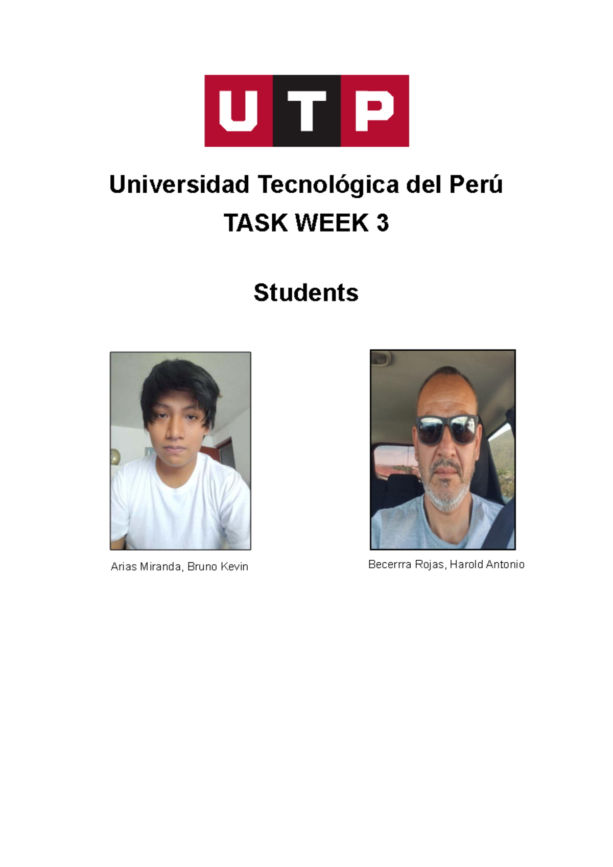 UTP TASK WEEK 3: Trabajo de Inglés - Semana 3 - Studocu