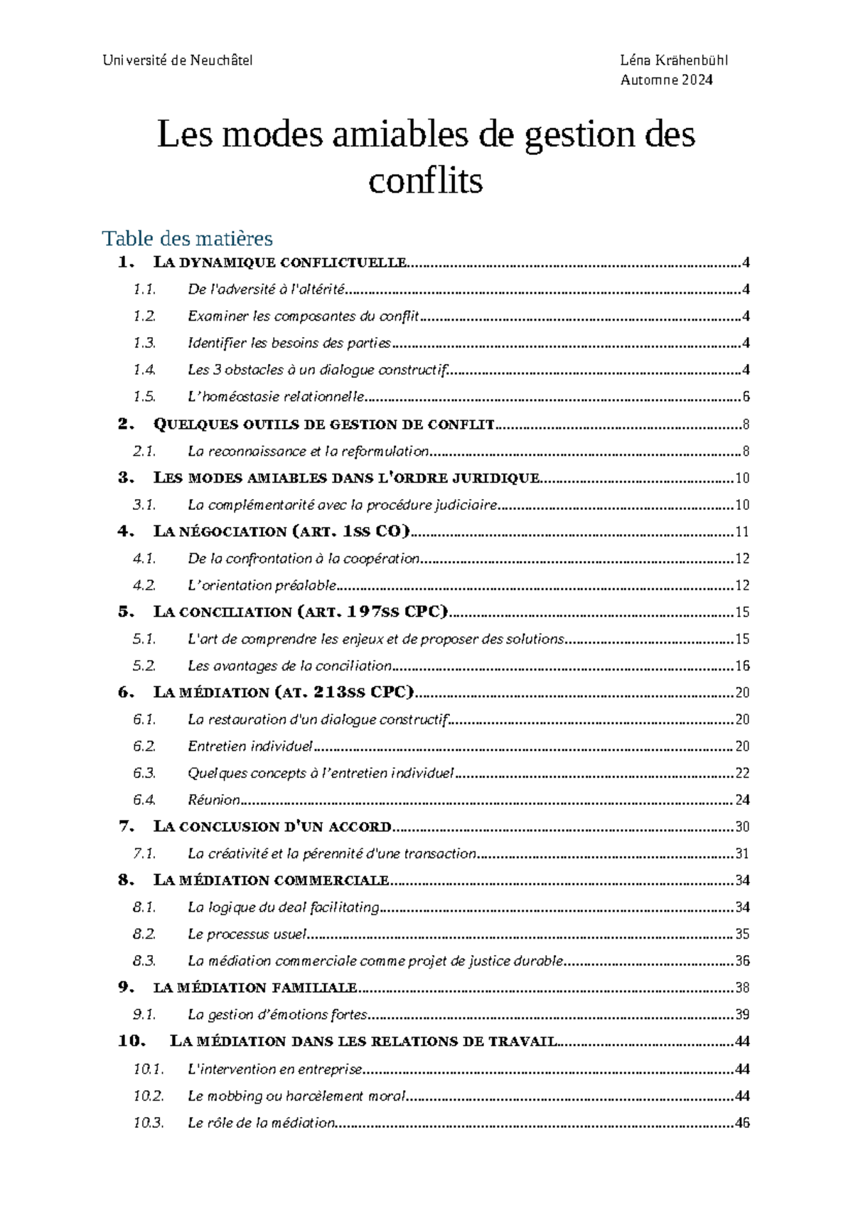 Gestion des Conflits : Modes Amiables et Outils – UNH Automne - Studocu