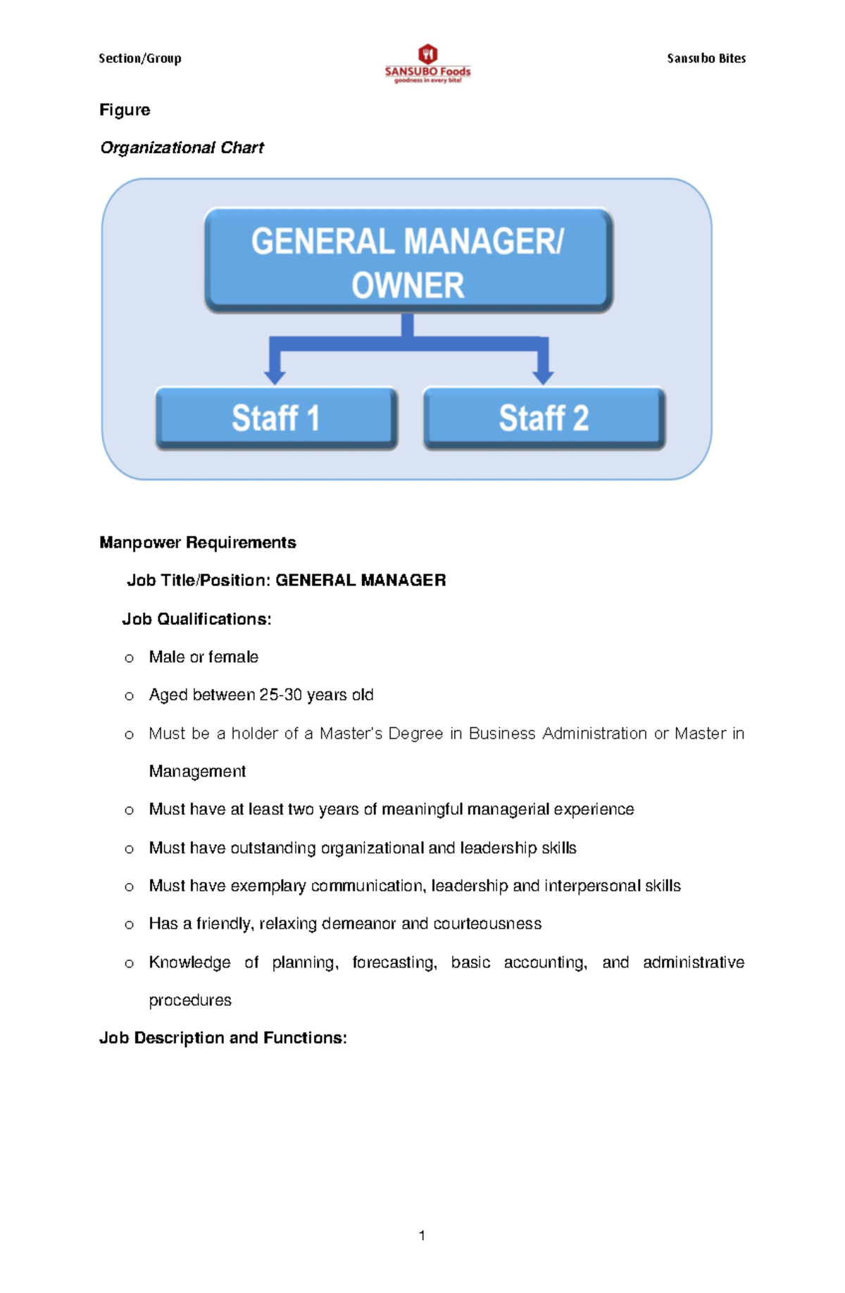 Sample Organizational Chart, Functions, AND Legal Requirements-3 ...