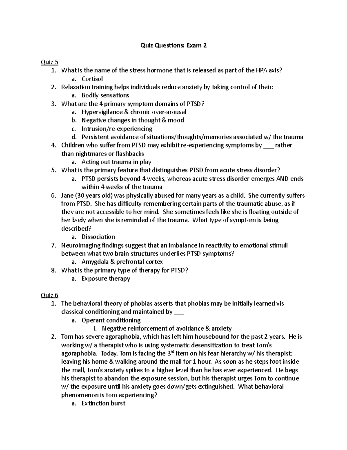 Psychology 101 Exam 2 Quiz Questions & Key Concepts Review - Studocu
