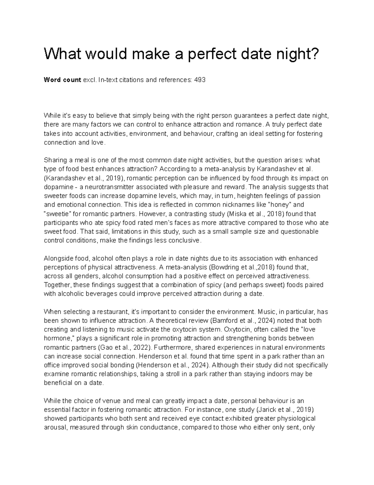 What would make a perfect date night Literature review - What would ...