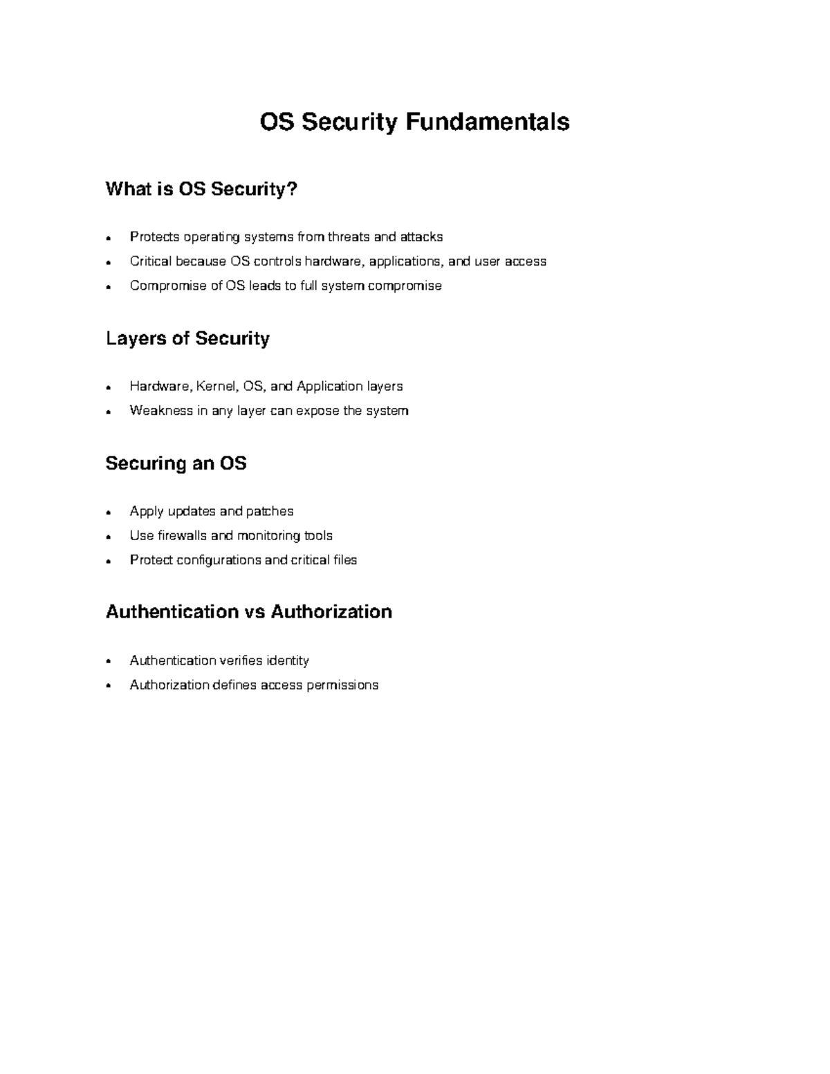 OS Security Fundamentals - Studocu