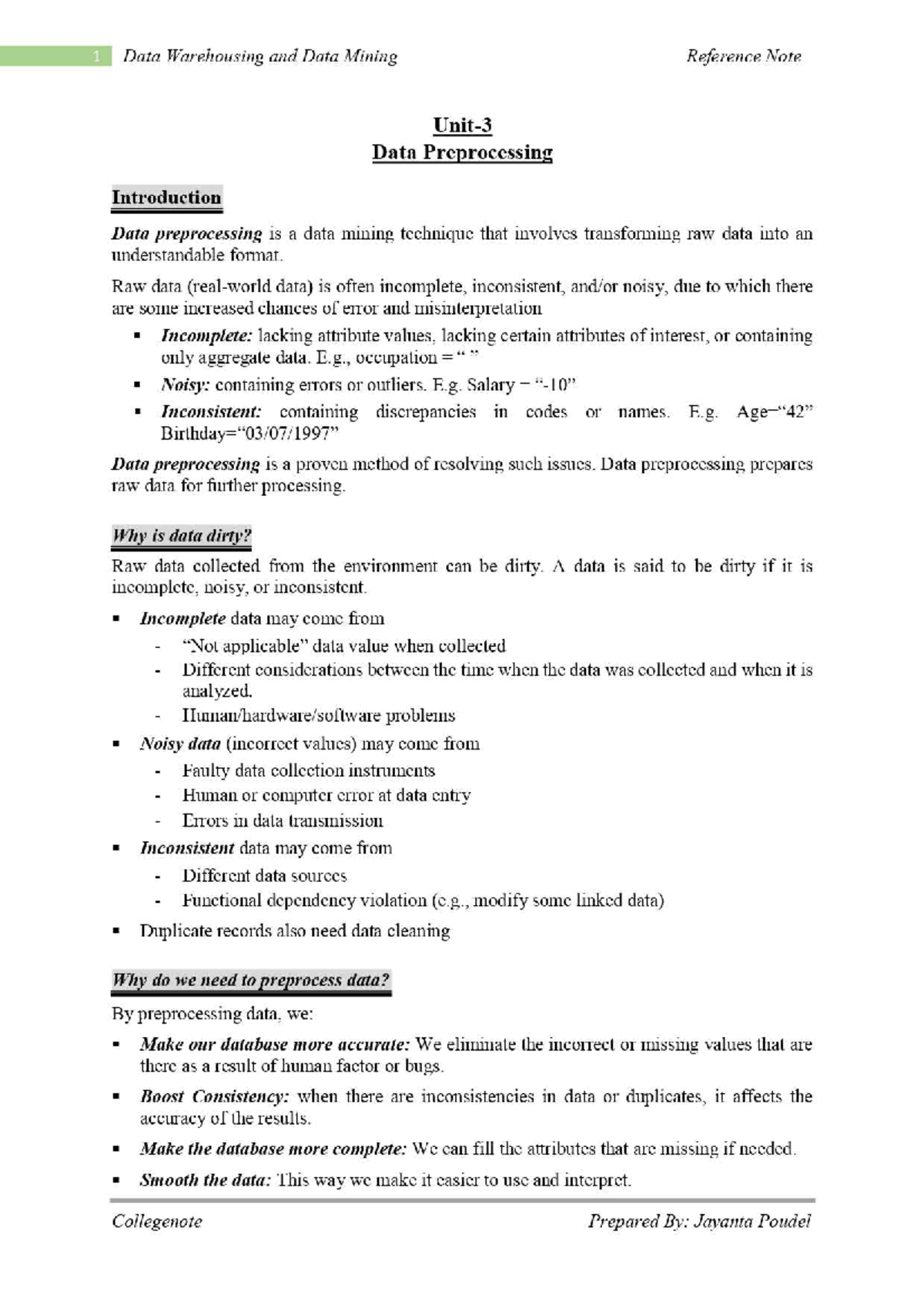 Unit 3 Data Preprocessing: Understanding Key Techniques in Data Mining ...