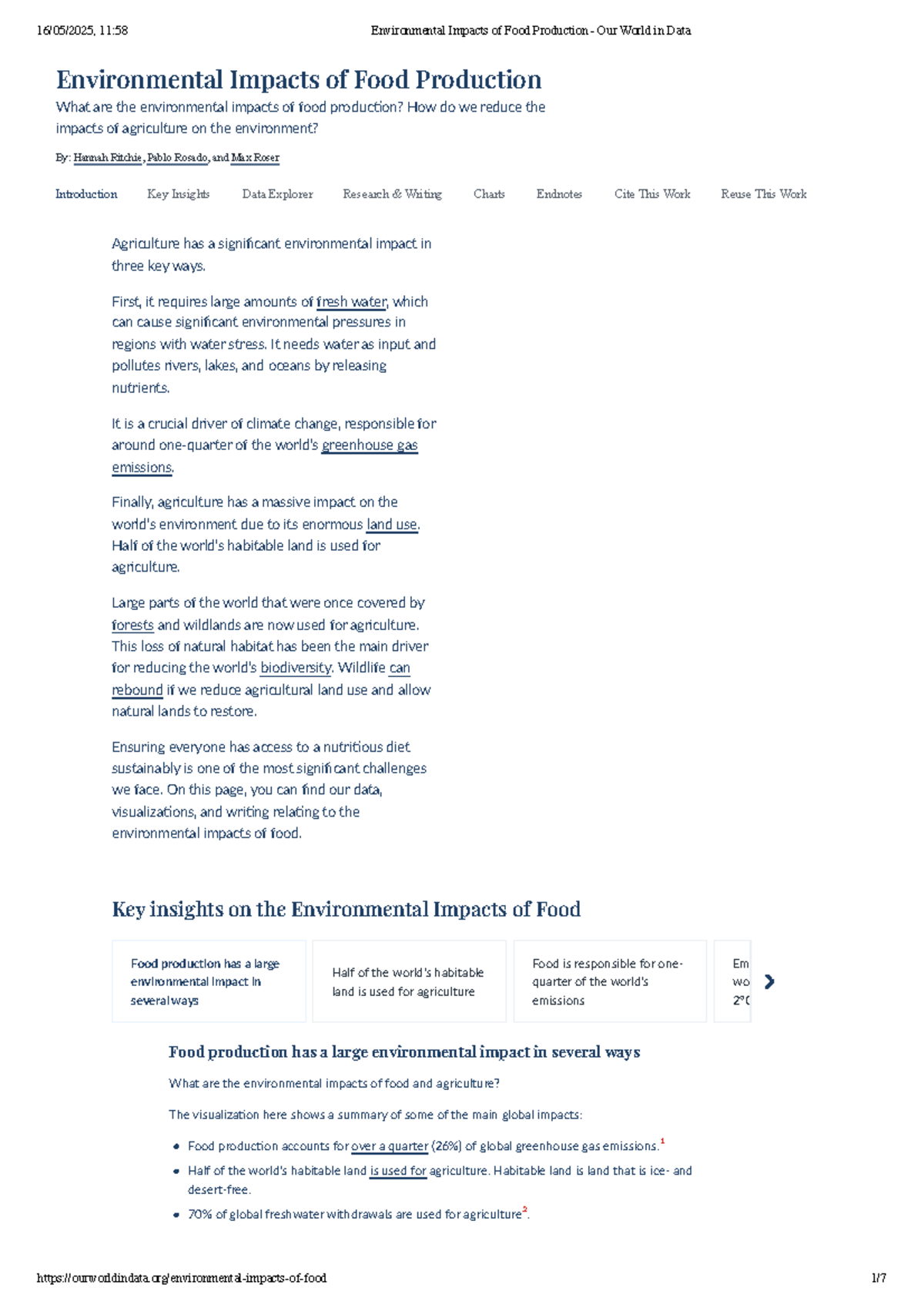2a. Environmental Impacts of Food Production - Our World in Data ...