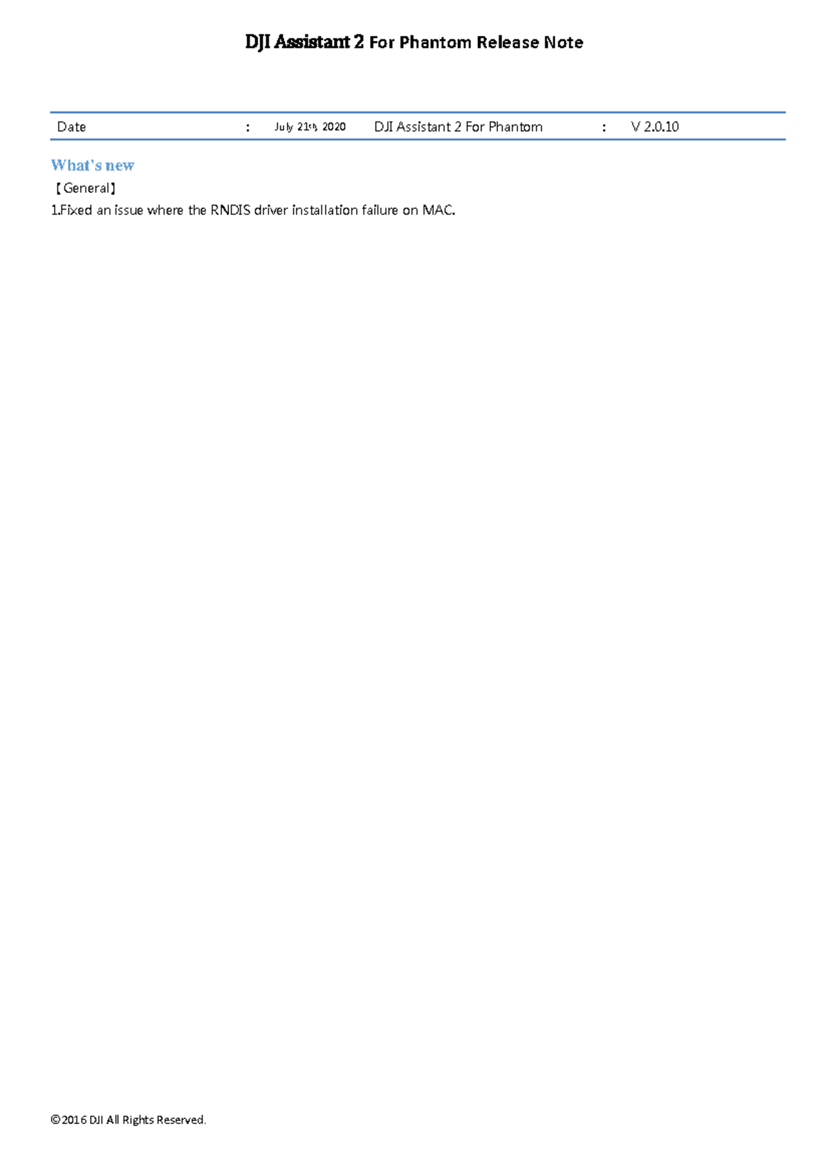 DJI Assistant 2 for Phantom Release Notes (V2.0.10) - Studocu