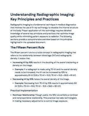 Understanding Radiographic Technique: Key Concepts and Relationships ...