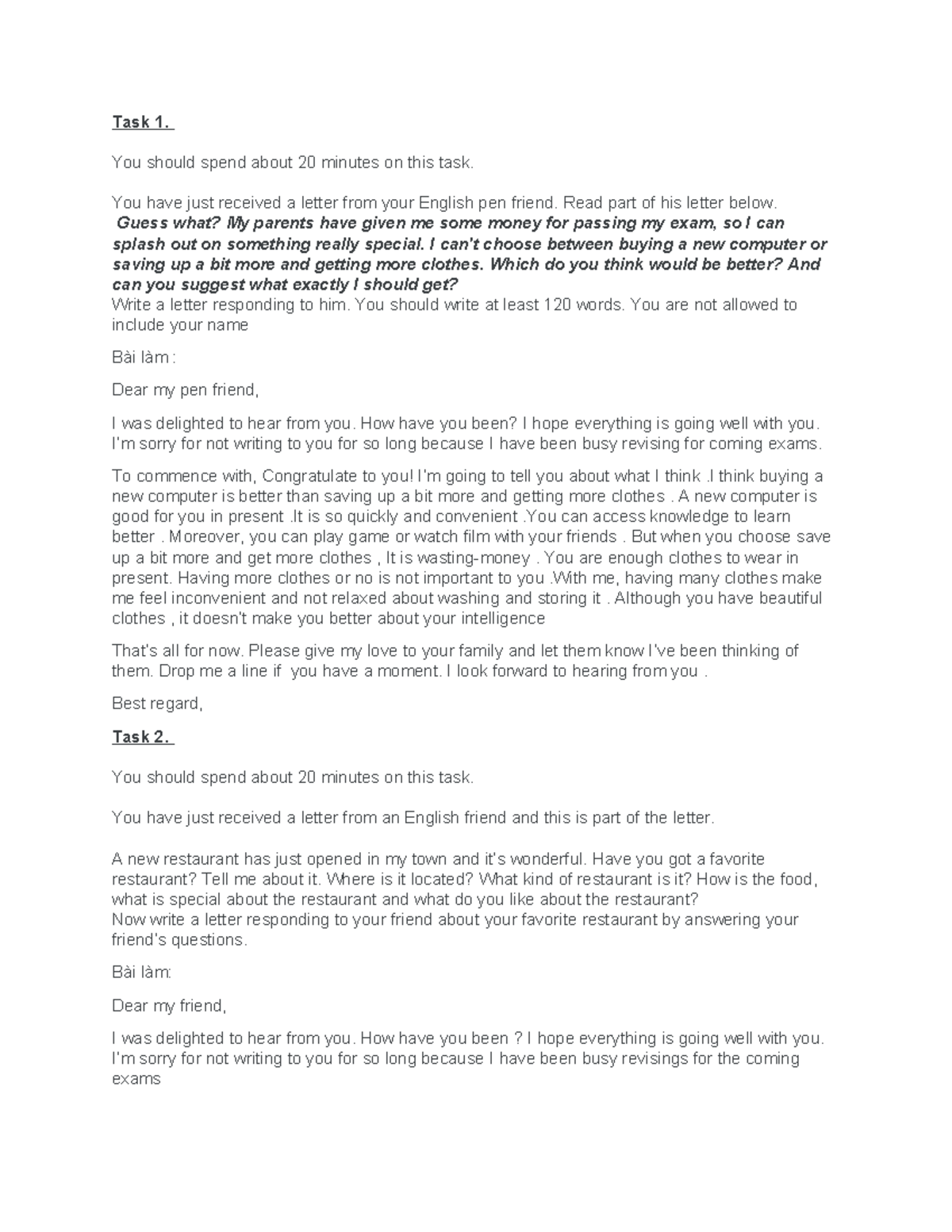 Writing 1 - Task 1 & Task 2 Response Letters - Studocu
