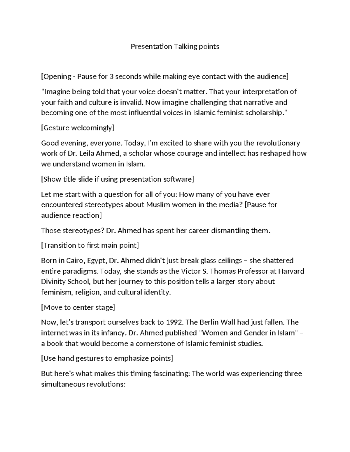 Presentation Talking points - Presentation Talking points [Opening ...