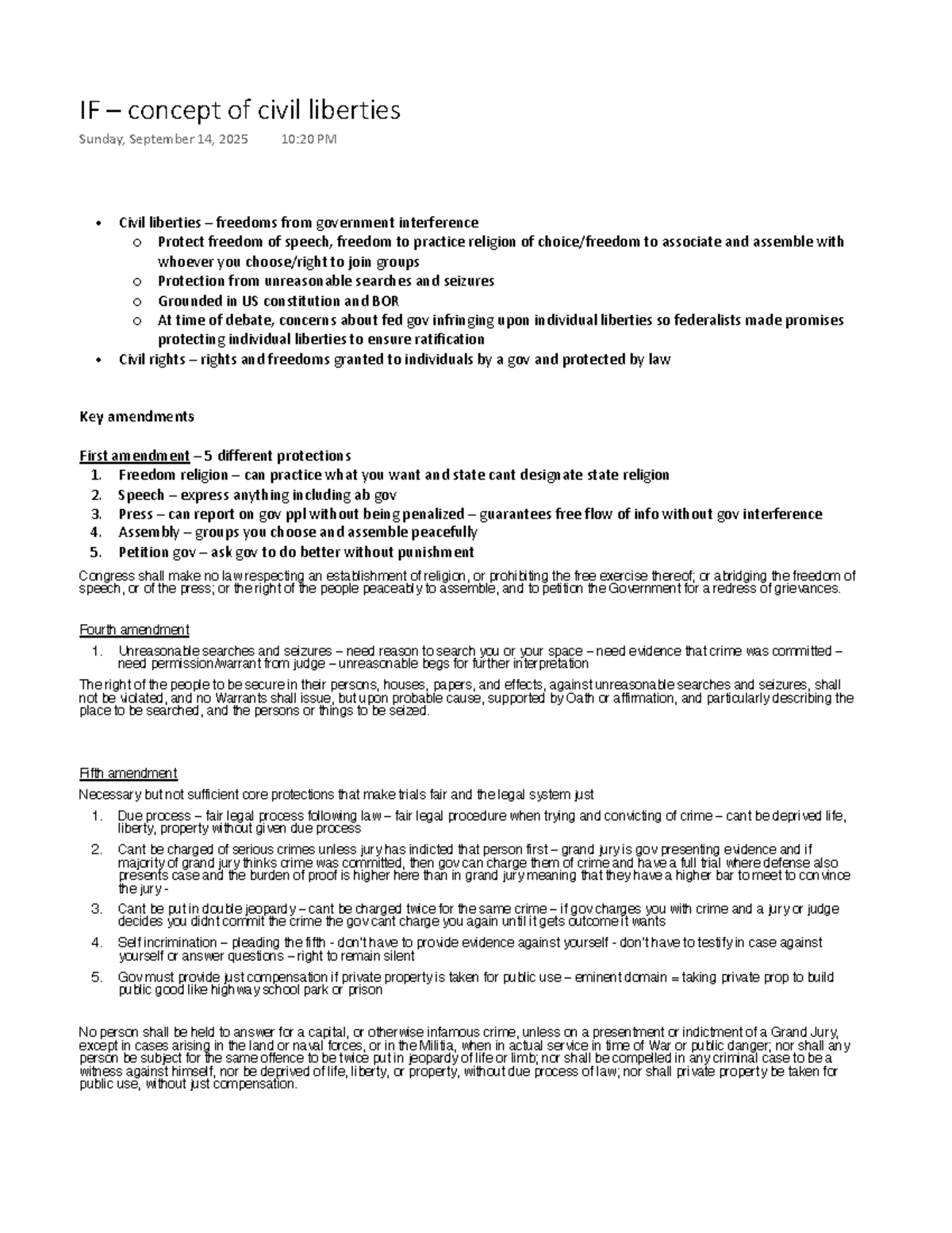 Civil Liberties and Rights: Understanding the U.S. Constitution & BOR ...