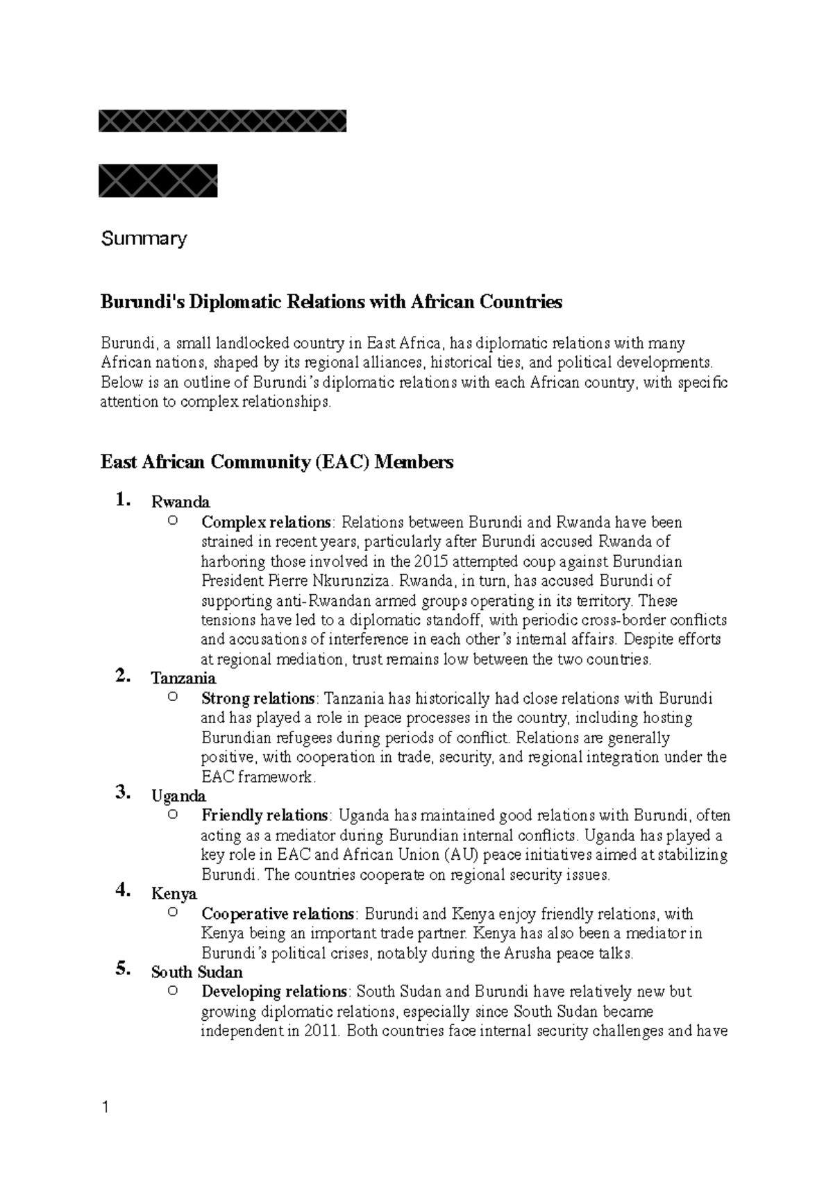 Burundi's Diplomatic Relations in Africa: Complexities & Cooperation ...