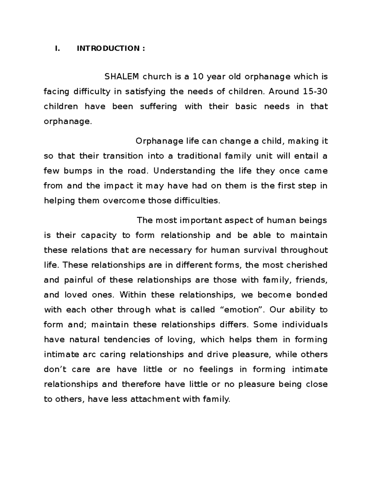 Orphan Care Program (PC 101) - A Mini Project on Shalem Church ...