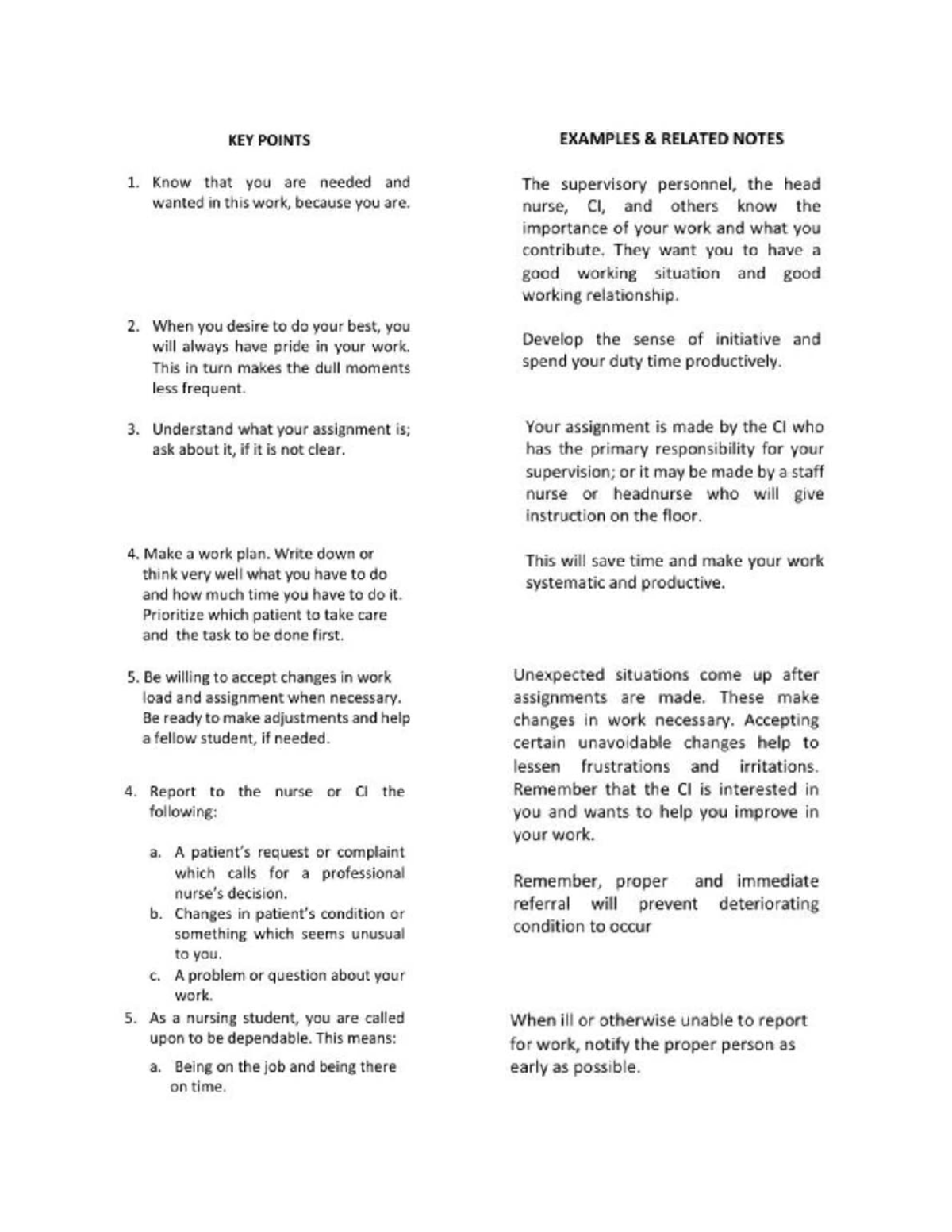 Point to Remember: Key Insights for Student Nurses - Studocu