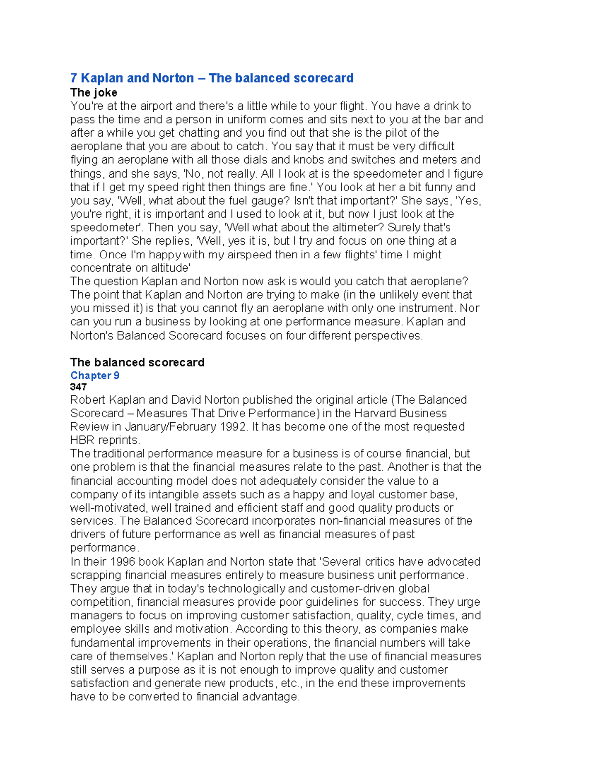 Kaplan & Norton: The Balanced Scorecard Overview and Insights - Studocu