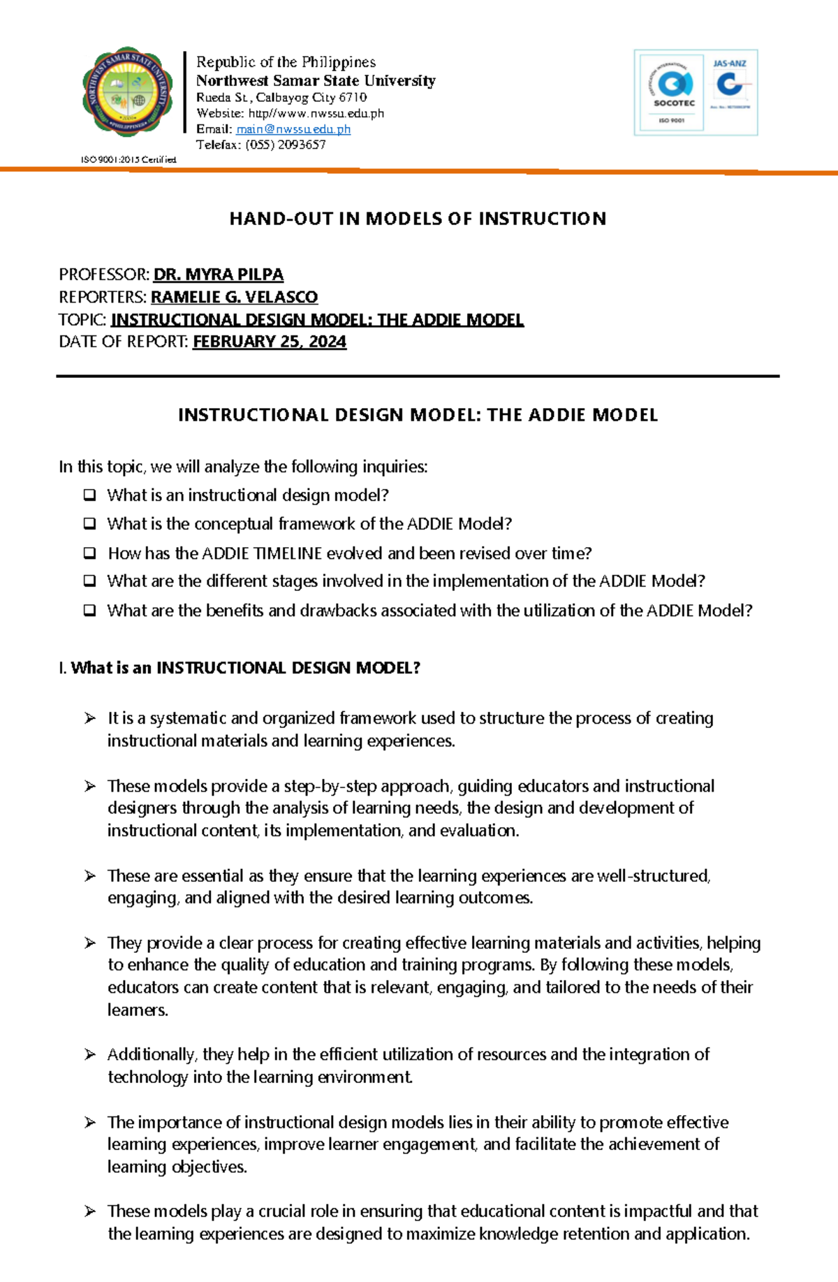 ADDIE Model Overview: Key Phases, Benefits, and Drawbacks (HAND-OUT ...