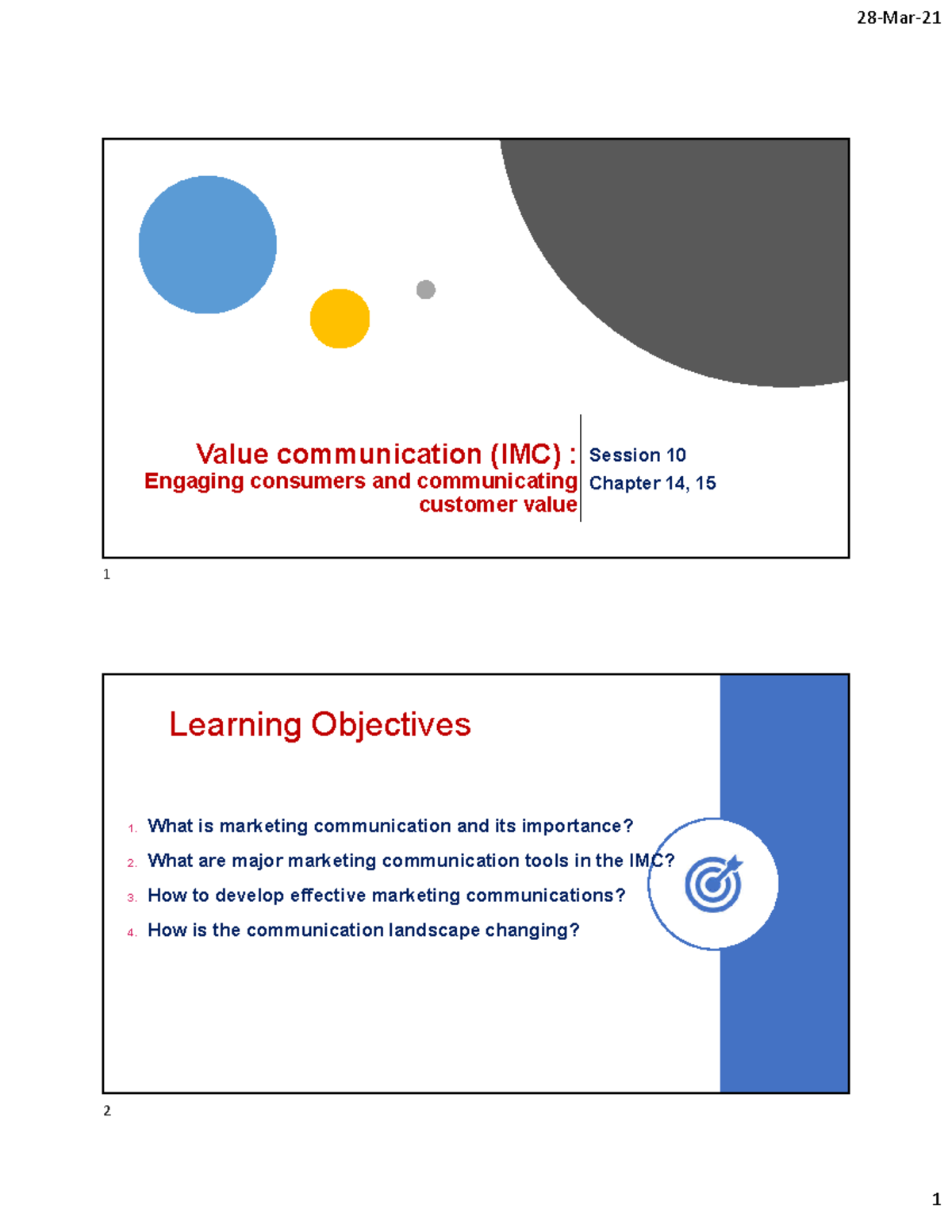 S10-11 Value communication print - Marketing căn bản - NEU - Studocu