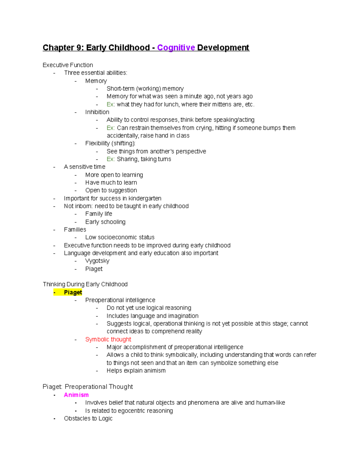 Life Span PSY 101 Exam 2 Notes on Early Childhood Development - Studocu