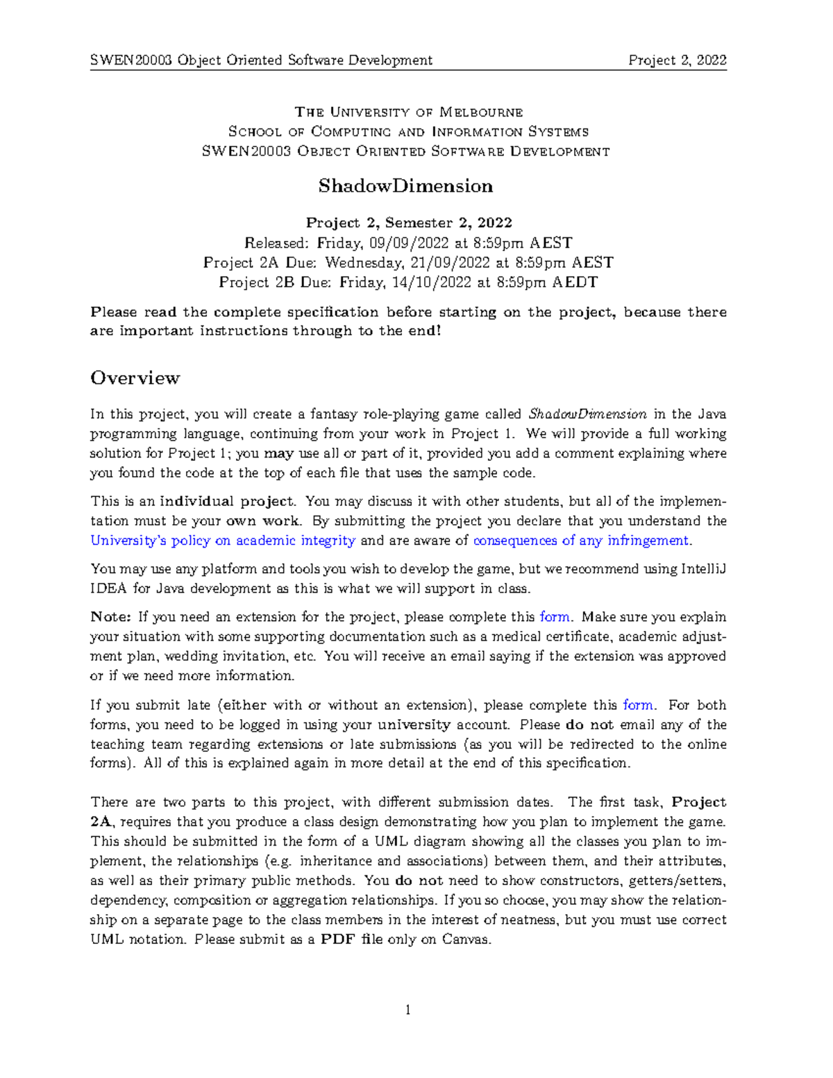 Project 2 Spec - (Sem 2 2022) - The University of Melbourne School of ...