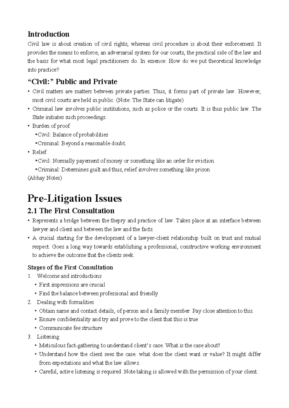Civil Procedure Notes (CIVIL 101): Understanding Legal Processes and ...