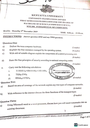 SCO 100 Final Exam Papers - Fundamental of Computing Notes - Studocu