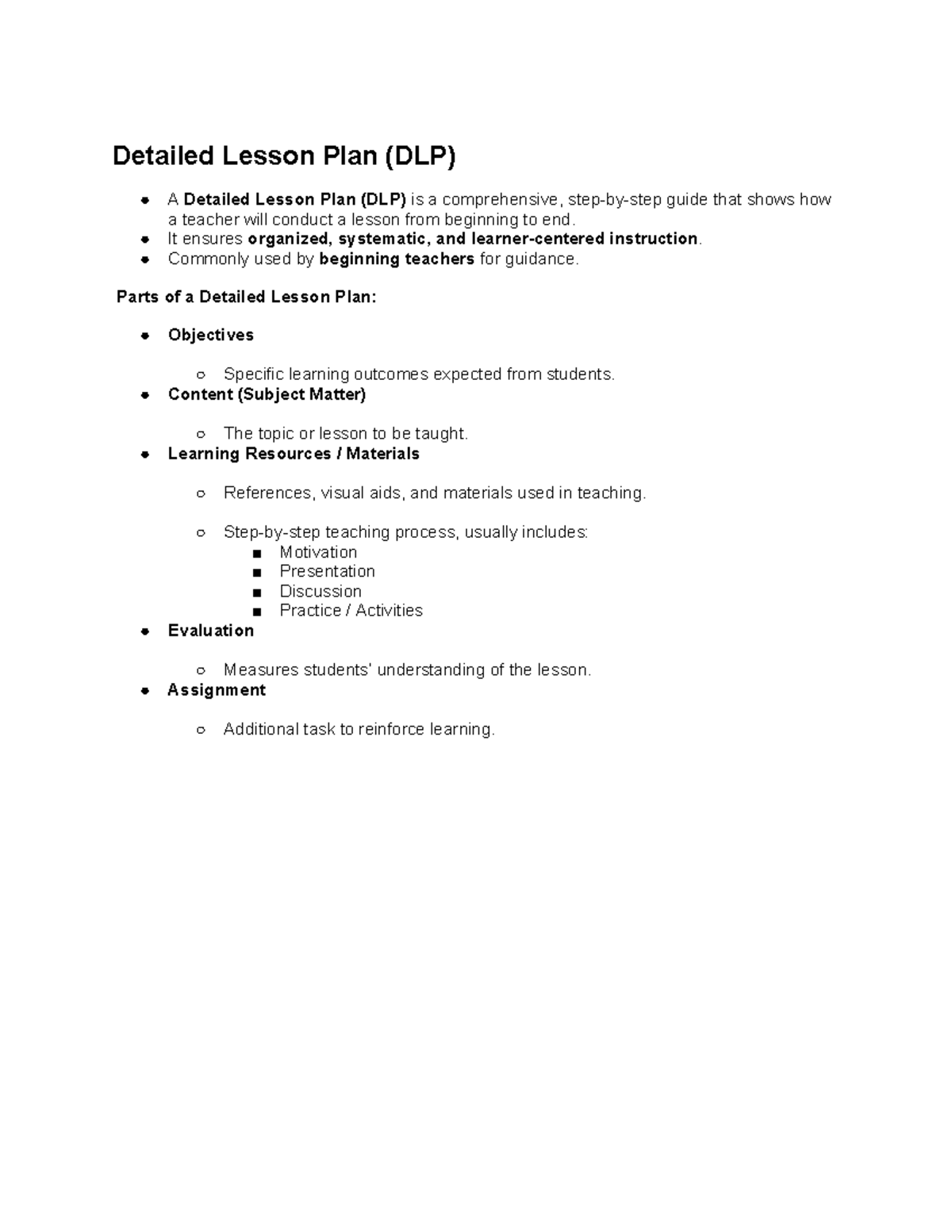 DLP: Comprehensive Guide for Effective Lesson Planning - Studocu