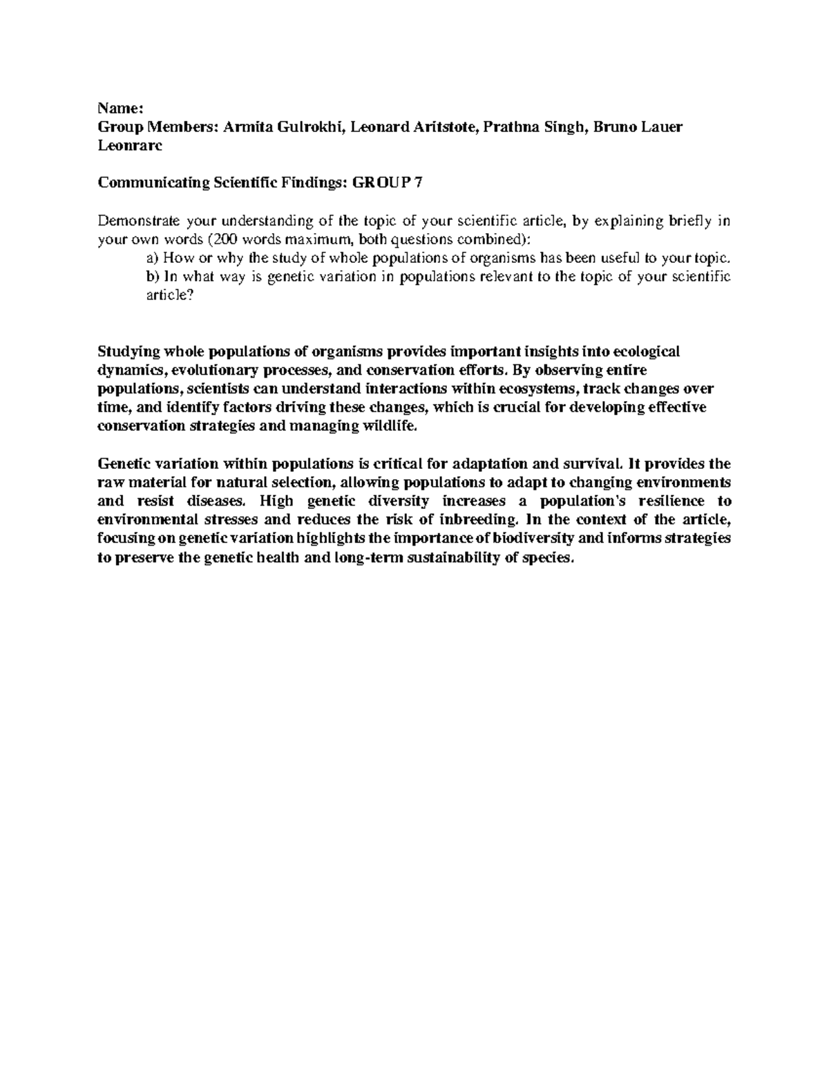 Group Assignment Package Week 2 HW and Interpreting Scientific ...