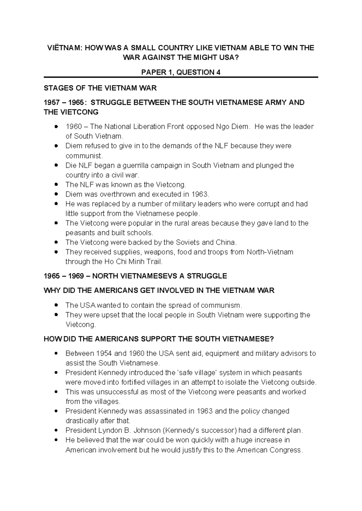 Vietnam War Analysis: How a Small Nation Defeated the USA - Paper 1, Q4 ...