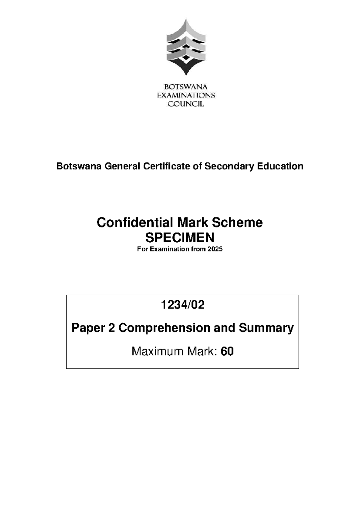 BGCSE 1234 English Paper 2 Mark Scheme Specimen 2025 - Studocu